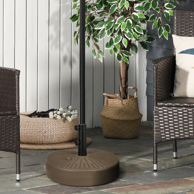 64 Lbs Heavy Duty Umbrella Base - Outdoor, Fillable, 1.5" Or 2" Pole Fit, Brown Finish Outdoor Stand Design