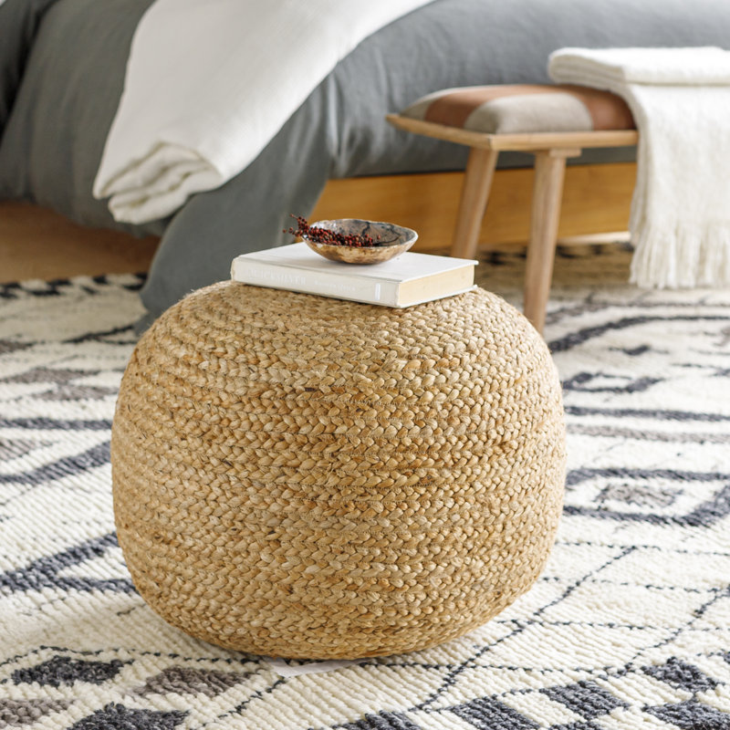 Rodriguez Upholstered Pouf, Khaki