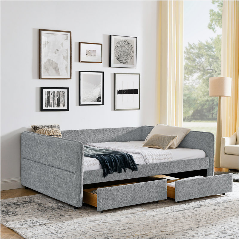 Lit de jour, canapé-lit, gris, Grand