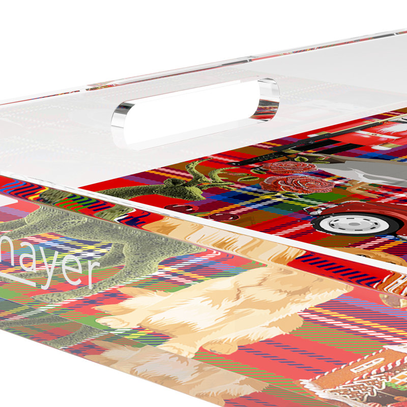Acrylic Decorative Tray, Plaid , 12"W x 12"D x 2"H