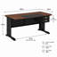 Grand bureau d'ordinateur de 63 po avec structure en acier robuste - Bureau d'écriture brun rustique pour bureau à domicile, bureau ou jeu, structure en métal noir