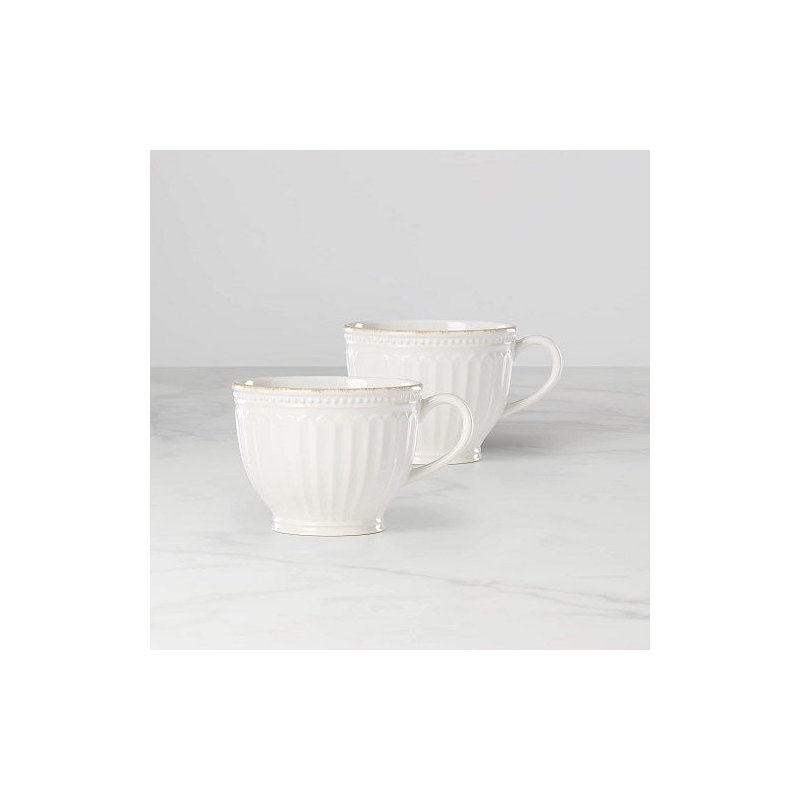 Lenox French Perle Groove Latte Mug, White