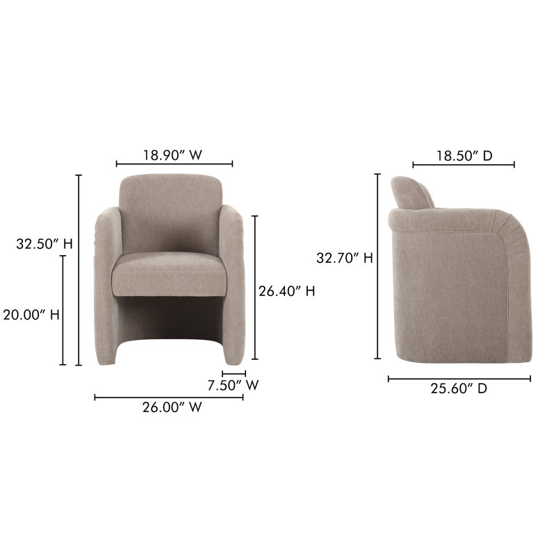 Becca Rolling Dining Arm Chair, Light Beige Performance Chenille