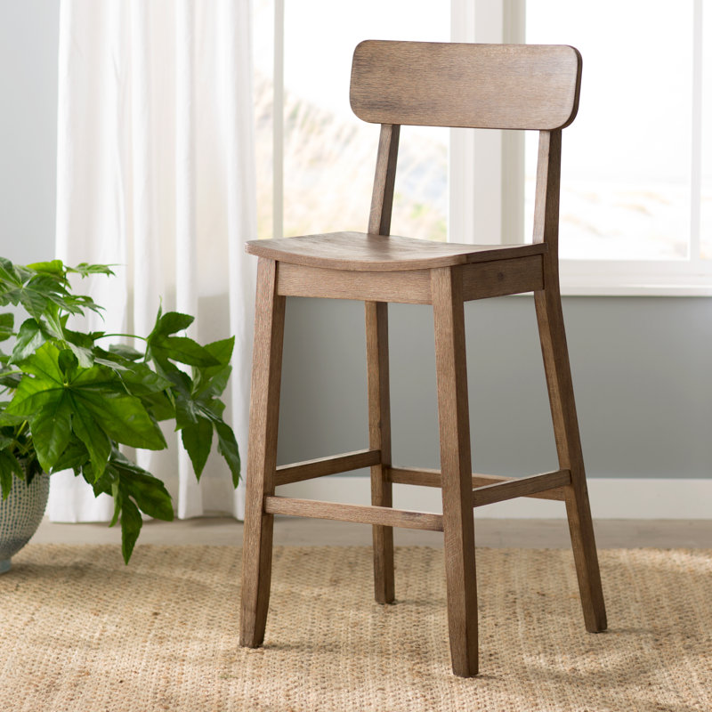 Almaguer Bar & Counter Stool, Bar Stool (29.75" Seat Height), Barnwood Wire-Brush
