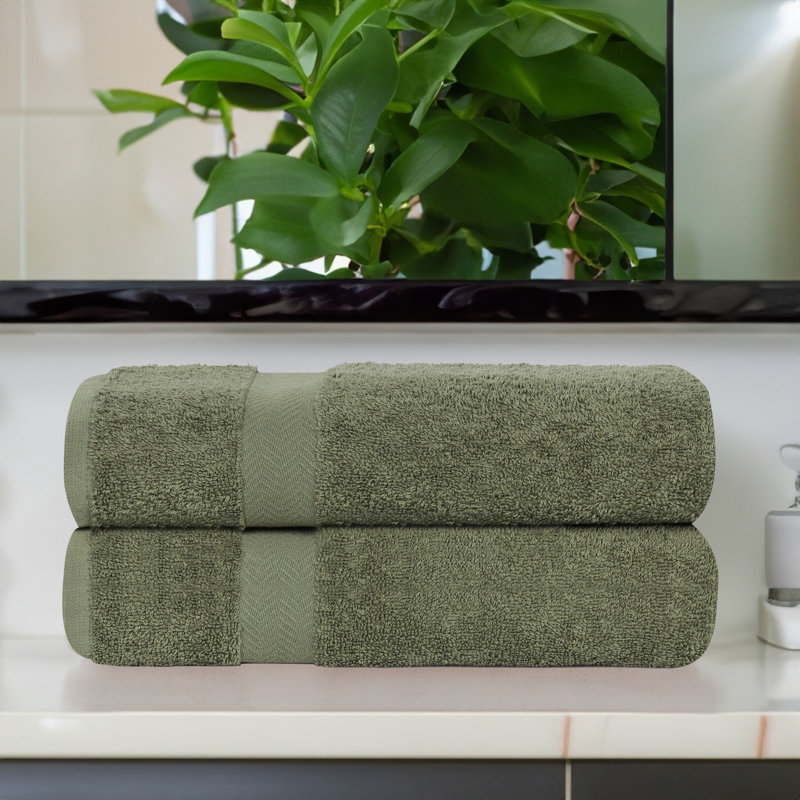 Franklin 100% Cotton Lightweight Quick-Drying Bath Sheet, Forest Green, 2 Pieces Towel Set