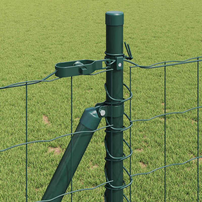 Vidaxl Fence With Posts Steel, 100cm H x 1000cm W x 3.2cm D, Green