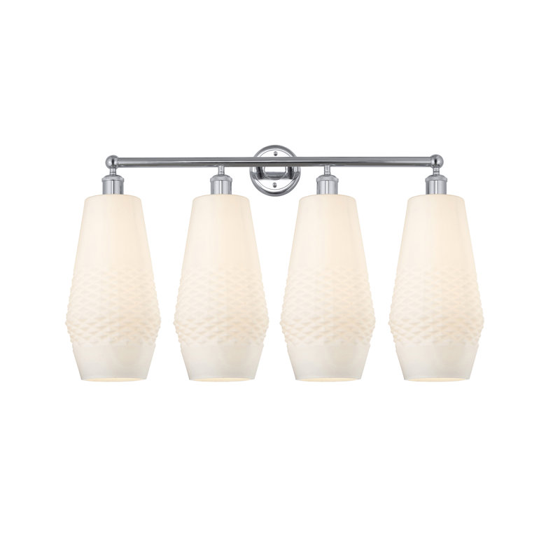 Éclairage de salle de bain à intensité variable à 4 lumières Jonesville, Transparent, Chrome poli