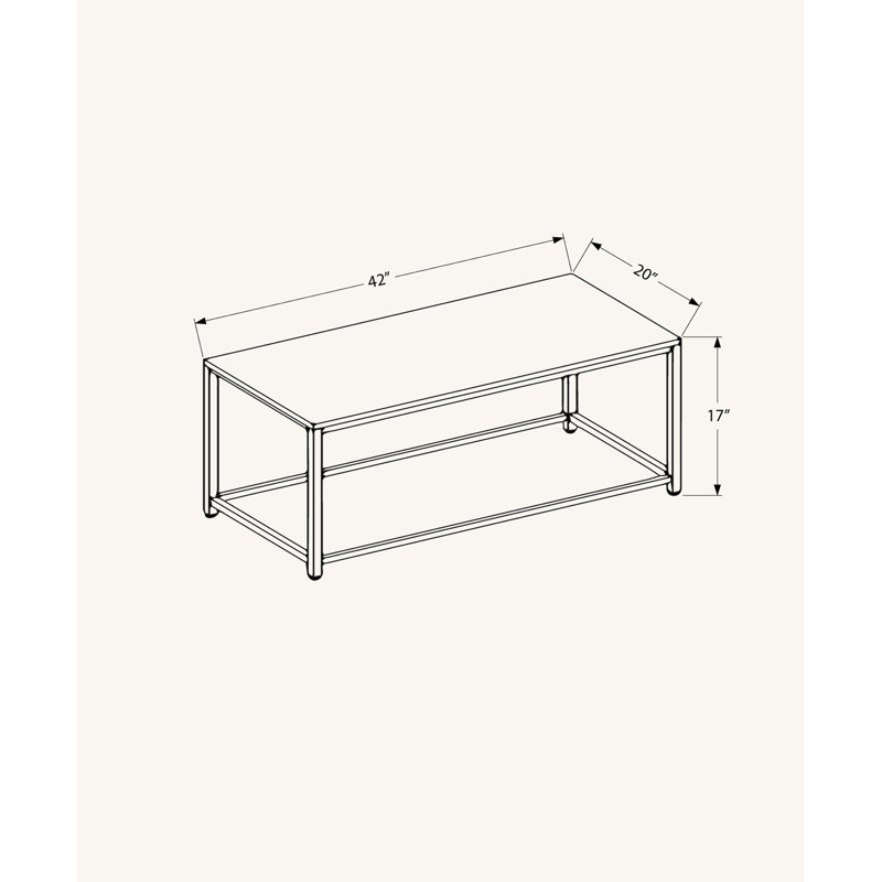 Coffee Table, Accent, Cocktail, Rectangular, Living Room, 42" L, Metal, Tile, Grey / Silver
