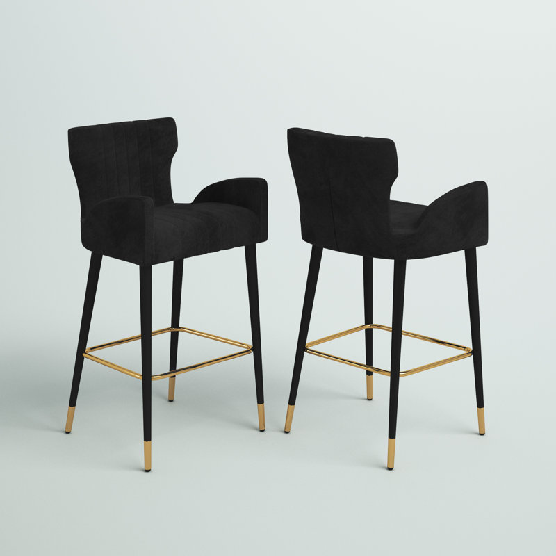 Tabouret de bar 28 po Briannan, Velours noir vivant