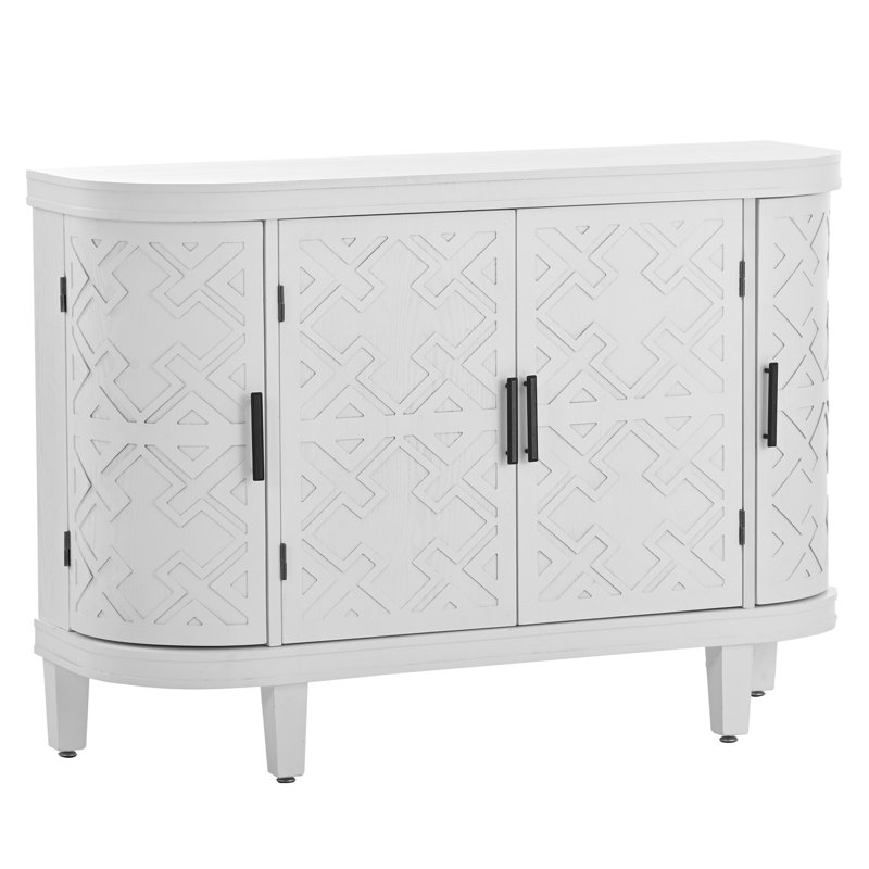 Buffet décoratif avec portes à motif antique pour le couloir, l'entrée et le salon, Blanc