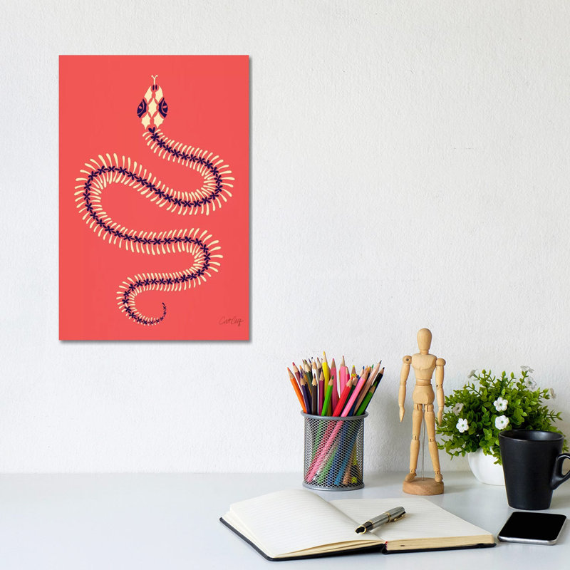 Strickler melon squelette serpent, H 8 po x l 12 po x P 0,75 po, Toile avec cadre noir, Pas de tapis