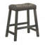 Ensemble de 2 tabourets de comptoir rustiques, tabourets de bar de ferme en bois sans dossier de 25 pouces avec siège en similicuir, finition patinée, conception peu encombrante-1221660610-1221660611