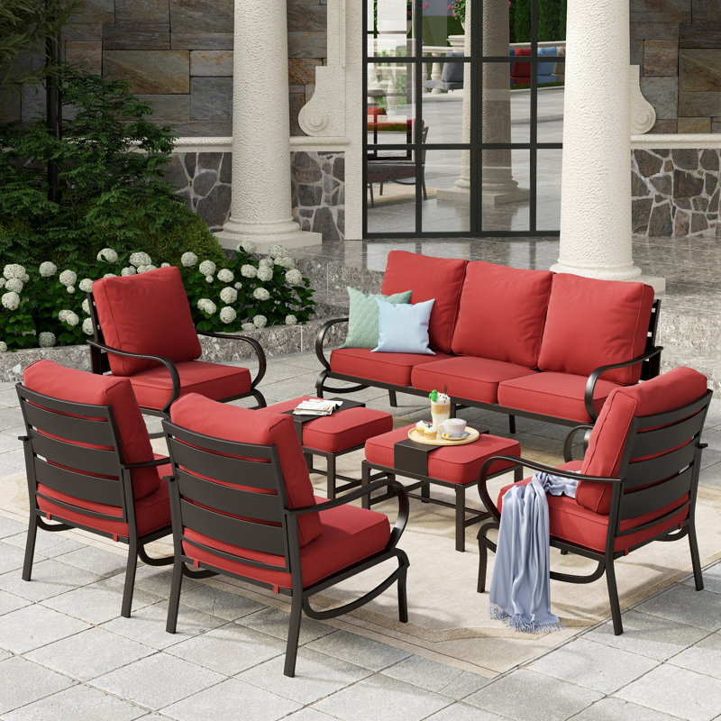 Ensemble de conversation pour patio Elyne, Rouge