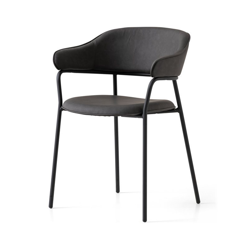 Signorina Upholstered Armchair with Metal Frame, Ash Gray
