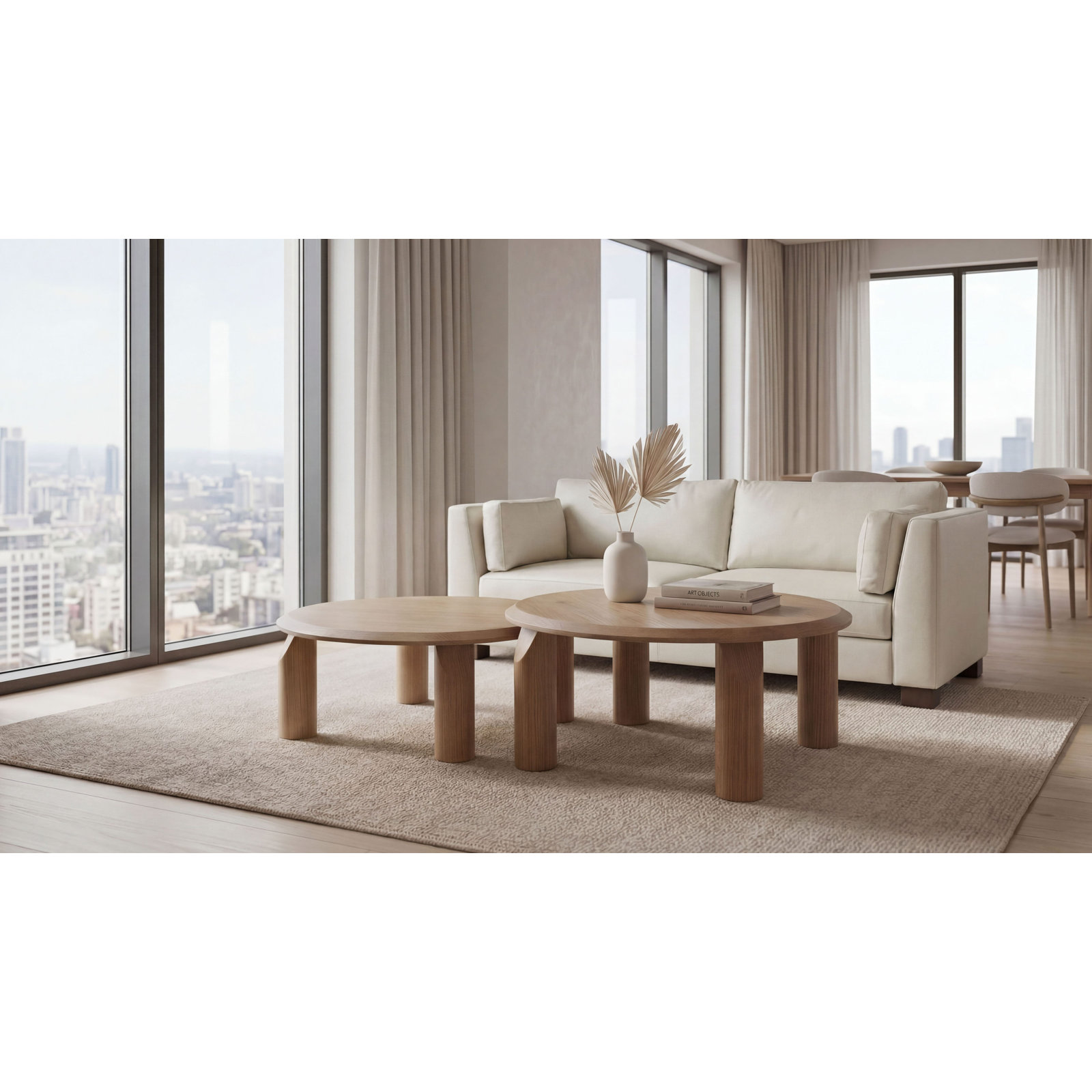 Single Coffee Table, Natural, 16" H x 40.2" L x 40.2" W