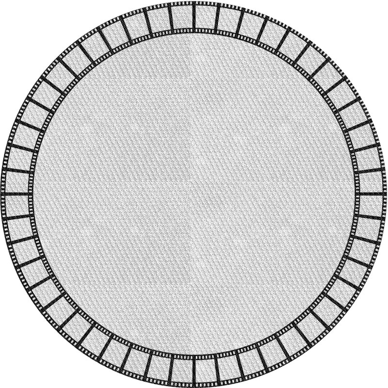 Tapis zone gris clair à motifs, Rond 7 pi