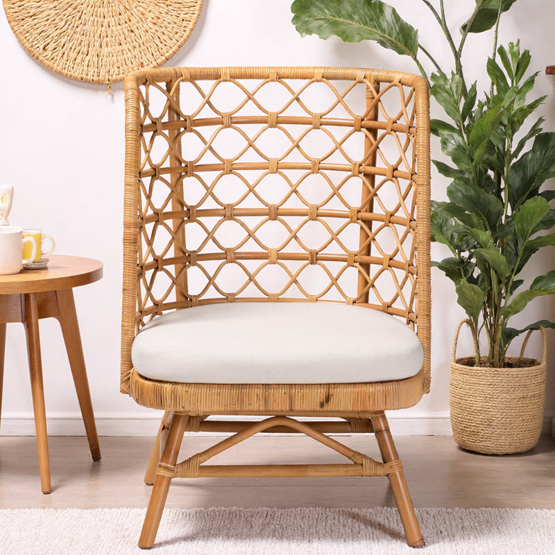 Chaise d'appoint bohémienne en rotin naturel miel