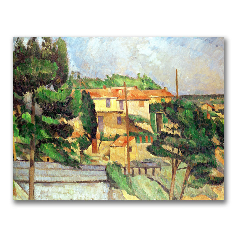 «Viaduct at Estaque» par Paul Cezanne - reproduction d'art sur toile, H 35 po x l 47 po x P 2 po