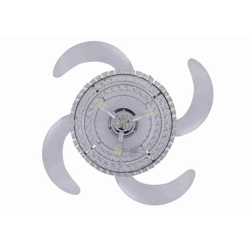 Beltran 122'' Ceiling Fan with Light Kit, Chrome with Transparent Blades