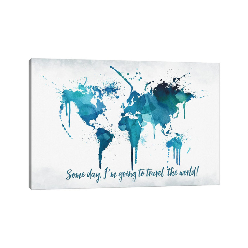 World Map Travel The World by WallDecorAddict - Gallery-Wrapped Canvas Giclée on Canvas, Wrapped Canvas