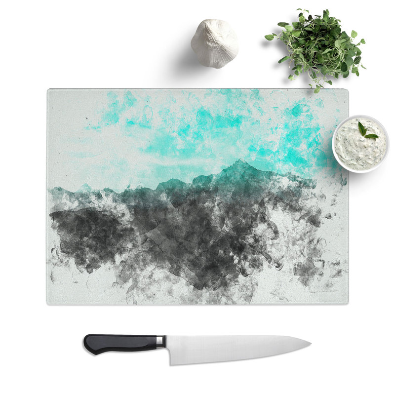 Tempered Glass Mint Green Sky Chopping Board, 28.5 cm x 39 cm