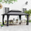 D Pavillon de jardin en aluminium à toit double avec toit et rideaux-125469717-125469718-125469722