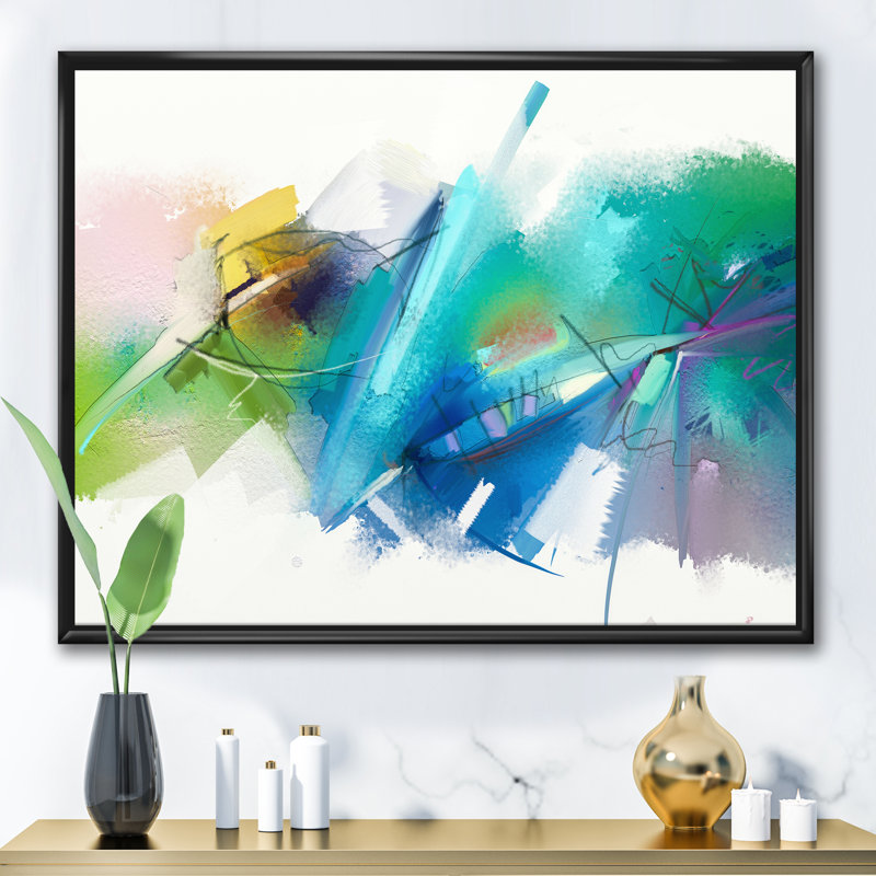 Danse abstraite de différentes nuances de bleu II, reproduction d'art graphique sur toile, H 30 po x l 40 po x 1,5 po