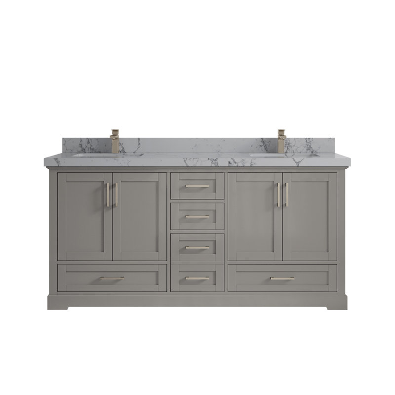 Ensemble de meuble-lavabo double 72 po Esin, Quartz Venatino