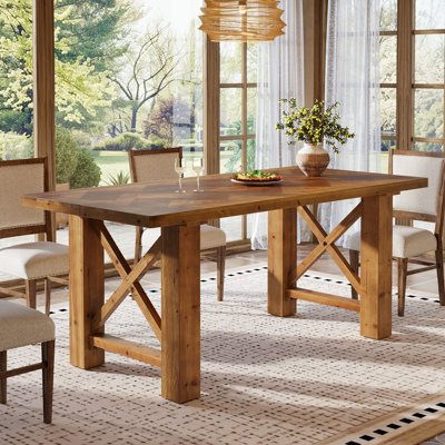 63-inch Farmhouse Kitchen Dining Table With Herringbone Top