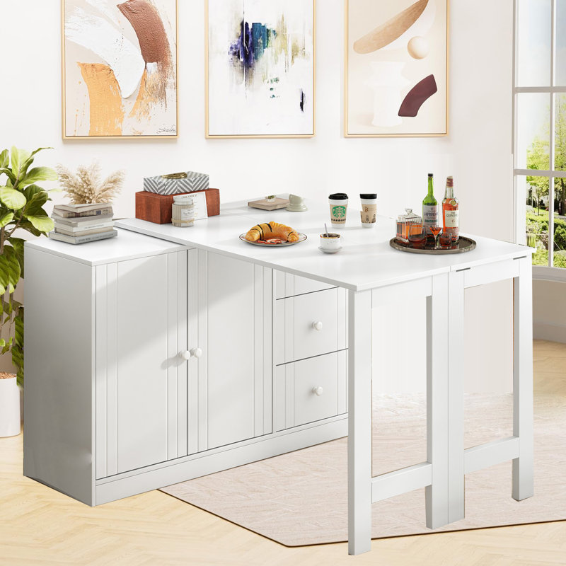 Extendable Dining Table With Storage, White