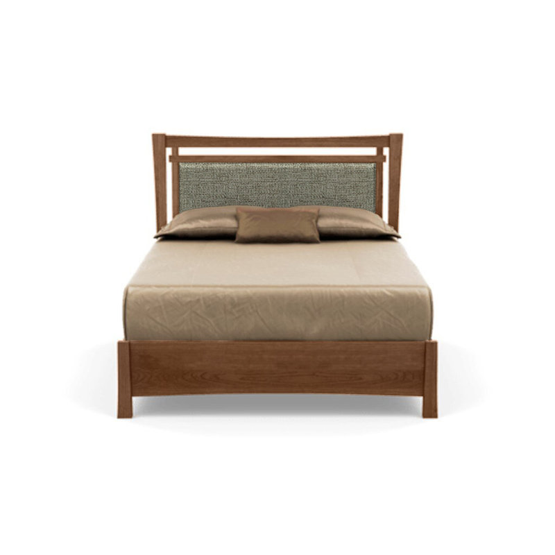 Monterey Upholstered Bed, California King, Ebony Leather, Saddle Cherry
