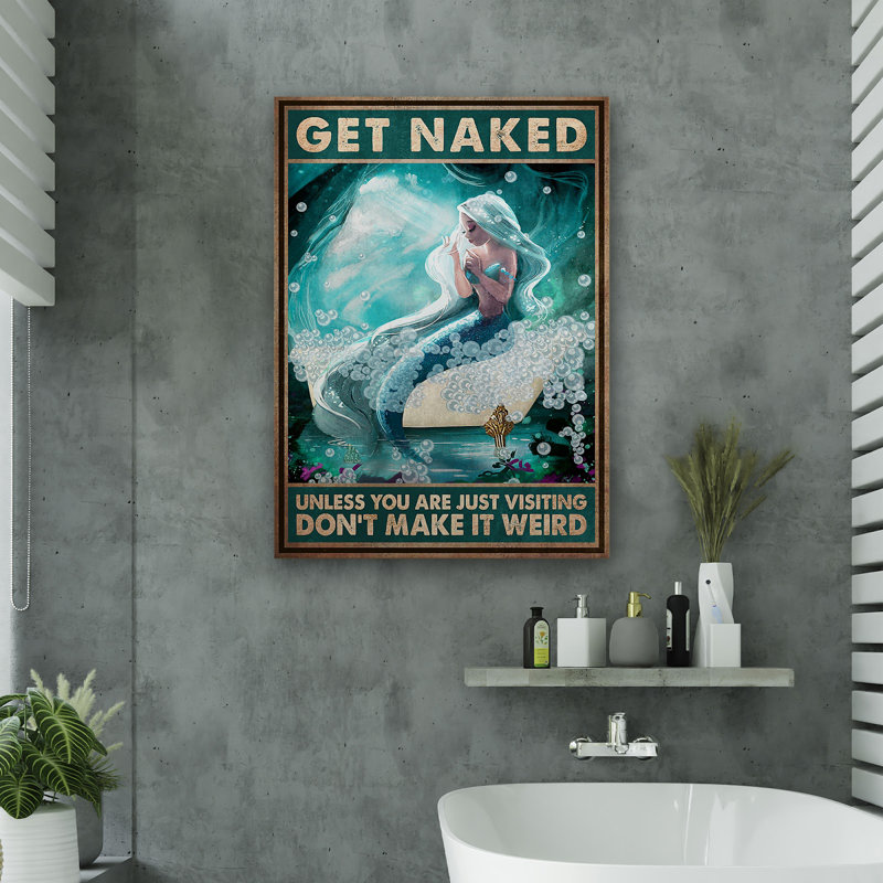 Turquoise sirène avec des bulles - galerie «Get NUE» sur toile tendue, H 20 po x l 16 po x P 2 po