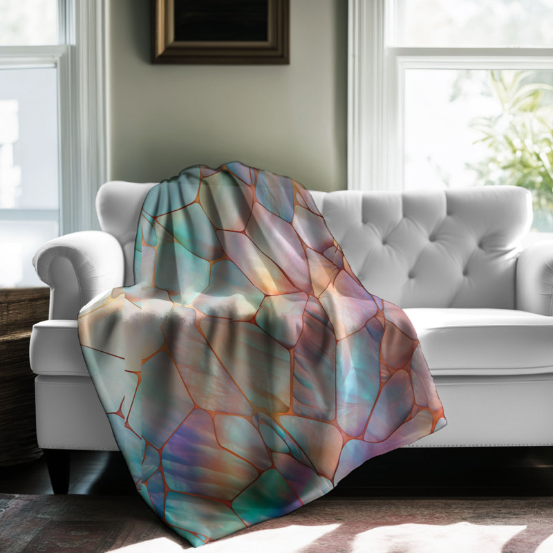 Motif de balise maritime - 1 pièce Sherpa Premium, L 50 po x L 60 po, Art opalescent