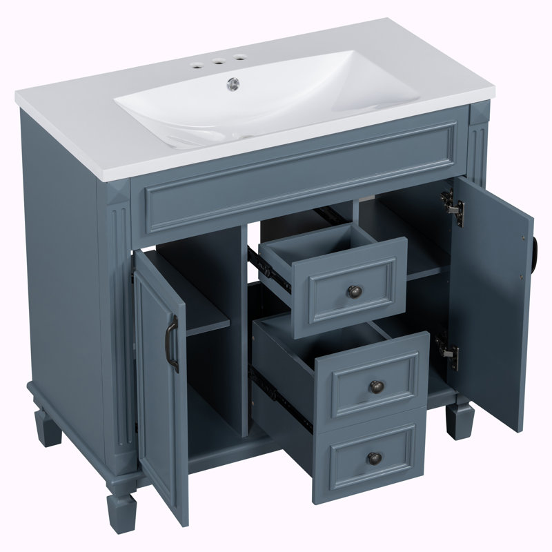 Ensemble de meuble-lavabo simple 35,9 po Desireah, Bleu
