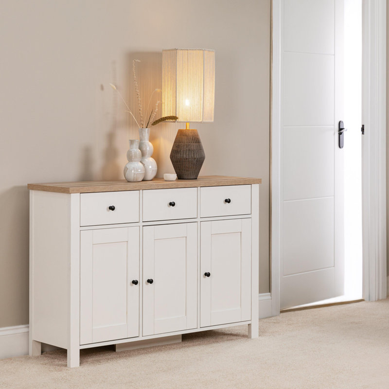 Maryhannah 115cm Sideboard, White, 3 Doors