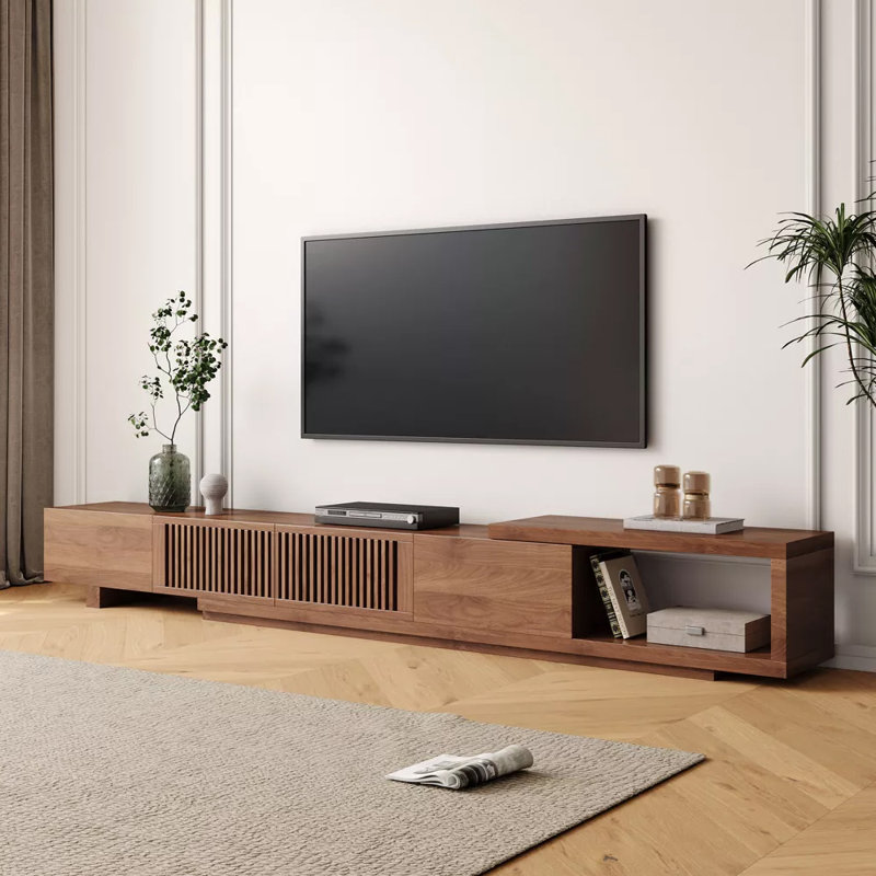 78.5"-105" Mid-Century Modern Extendable TV Stand ,Media Console with 2 Drawers and 2 Storage Units, for Living Room