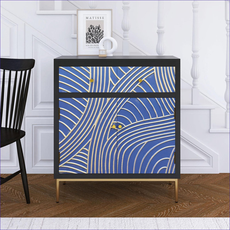 Armoires | Armoire de rangement moderne moderne avec 2 portes, 1 tiroir et Tablette réglable, polyvalente pour la maison | Contemporain | Panneau de fibres à densité moyenne