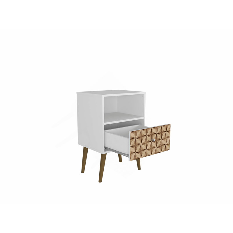 Table de chevet en naturel et blanc