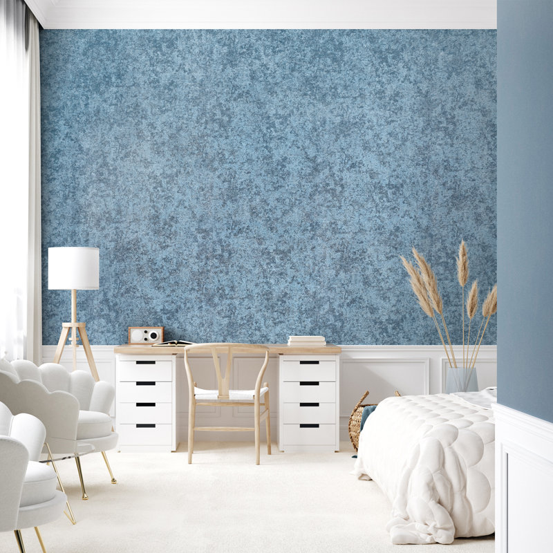 Precious Collection Shimmery Satin Silk Fabric Design Wallpaper Roll, Navy
