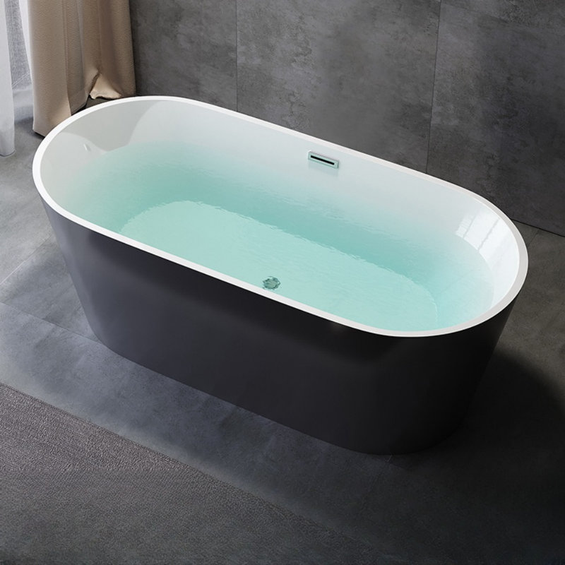 63'' x 29.5'' Soaking Acrylic Bathtub, Black