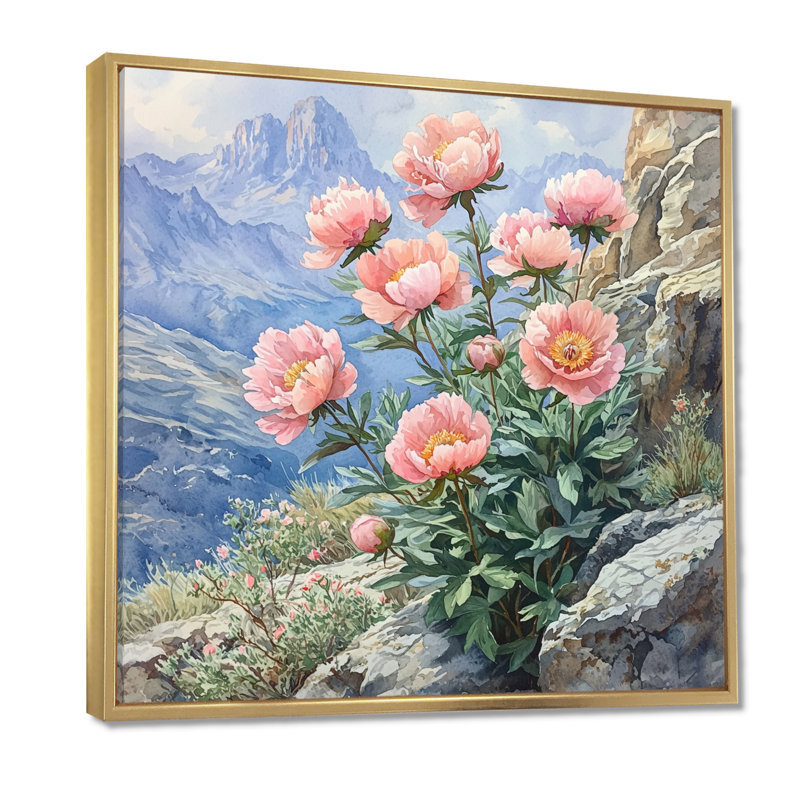 Gondolfi - art mural floral, Impression encadrée flottante, H 16 po x l 16 po, Doré