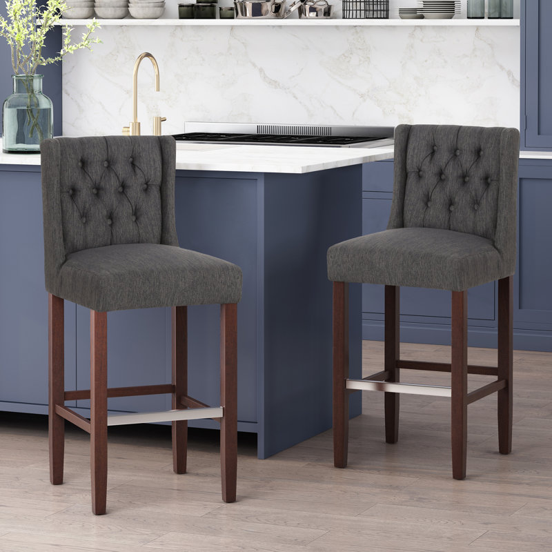 Tabouret de bar rembourré, Gris anthracite