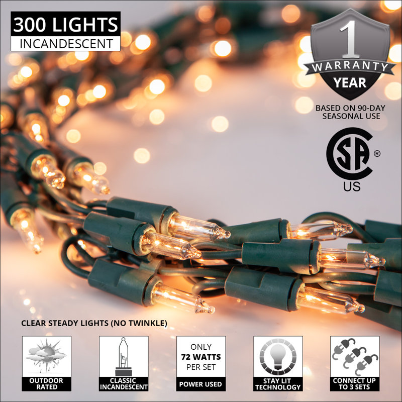 300 Bulb Garland String Lighting, Clear