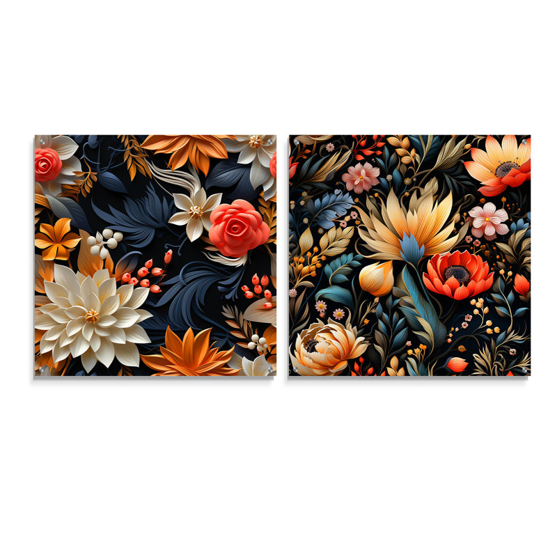 Eggen - Ensemble de 2 art mural en verre acrylique, H 16 po x l 33 po