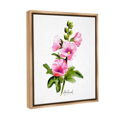 «Pink Hollyhock Blooms Floater Frame» par Alexandria Gilbert Kincaid sur