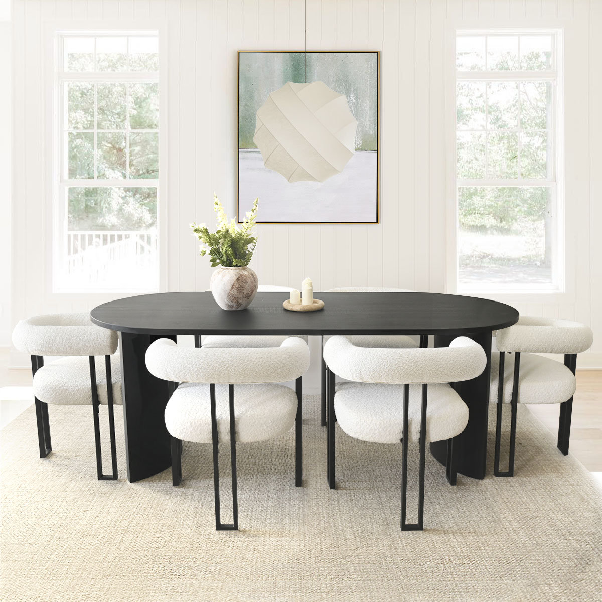 Fellman 6-Person Modern Dining Set with Table & Chairs