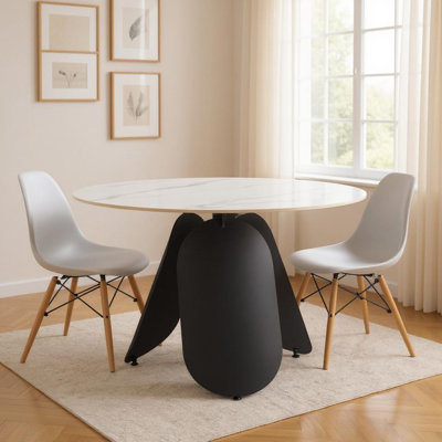 Table de salle à manger 48 po avec base en faux marbre et acier