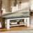 47" Farmhouse Entryway Shoe Bench With Cushion, Wooden End Of Bed Bench With Storage Shelf