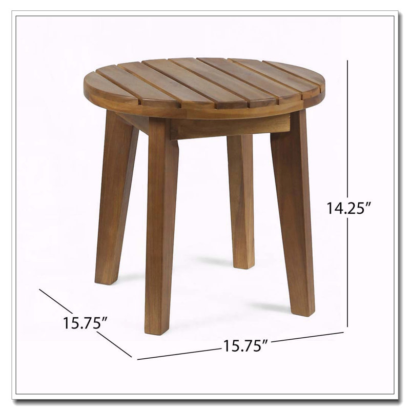 16" Acacia Wood Side Table, Teak
