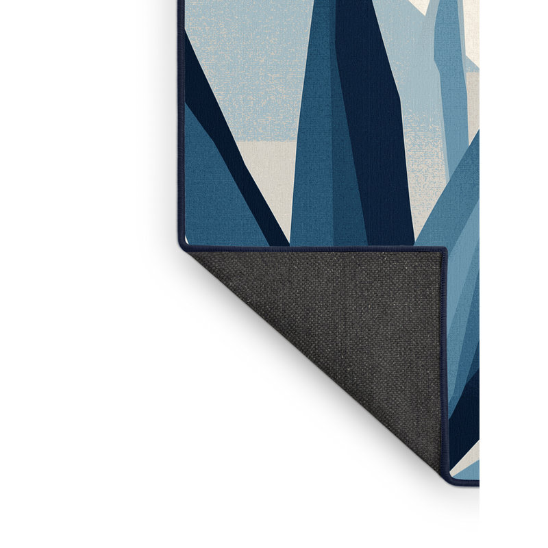 Tapis moelleux moelleux à motif géométrique moderne et contemporain en agave bleu beige, 7 x 10